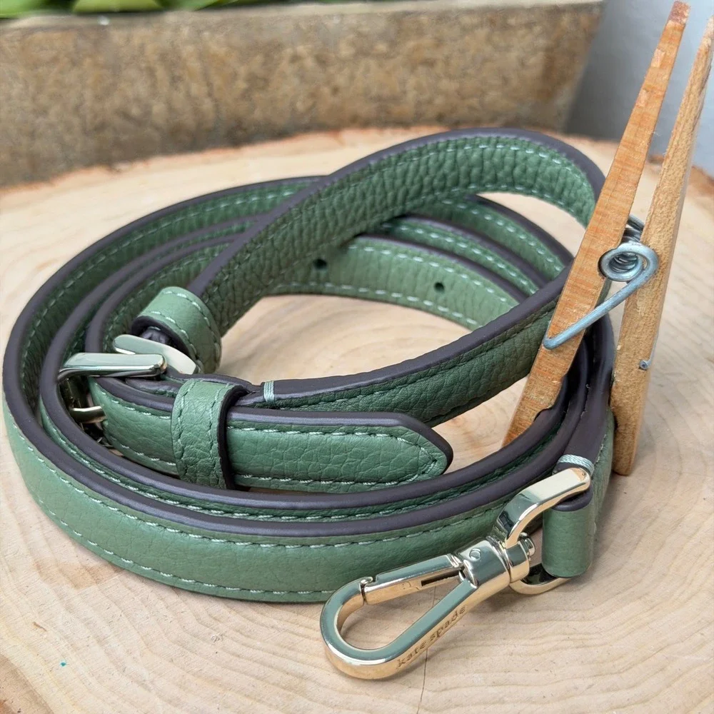 Kate Spade Crossbody Strap Women Green Leather Adjustable Replacement Gold OS